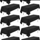 HASJOIN 10 Pack Black Tablecloths 60x126 inch Polyester Fabric 8ft Table Cloths for Rectangle Rables Wrinkle Resistant Linen Tablecloth Washable Table Covers for Party Wedding Events and Camping
