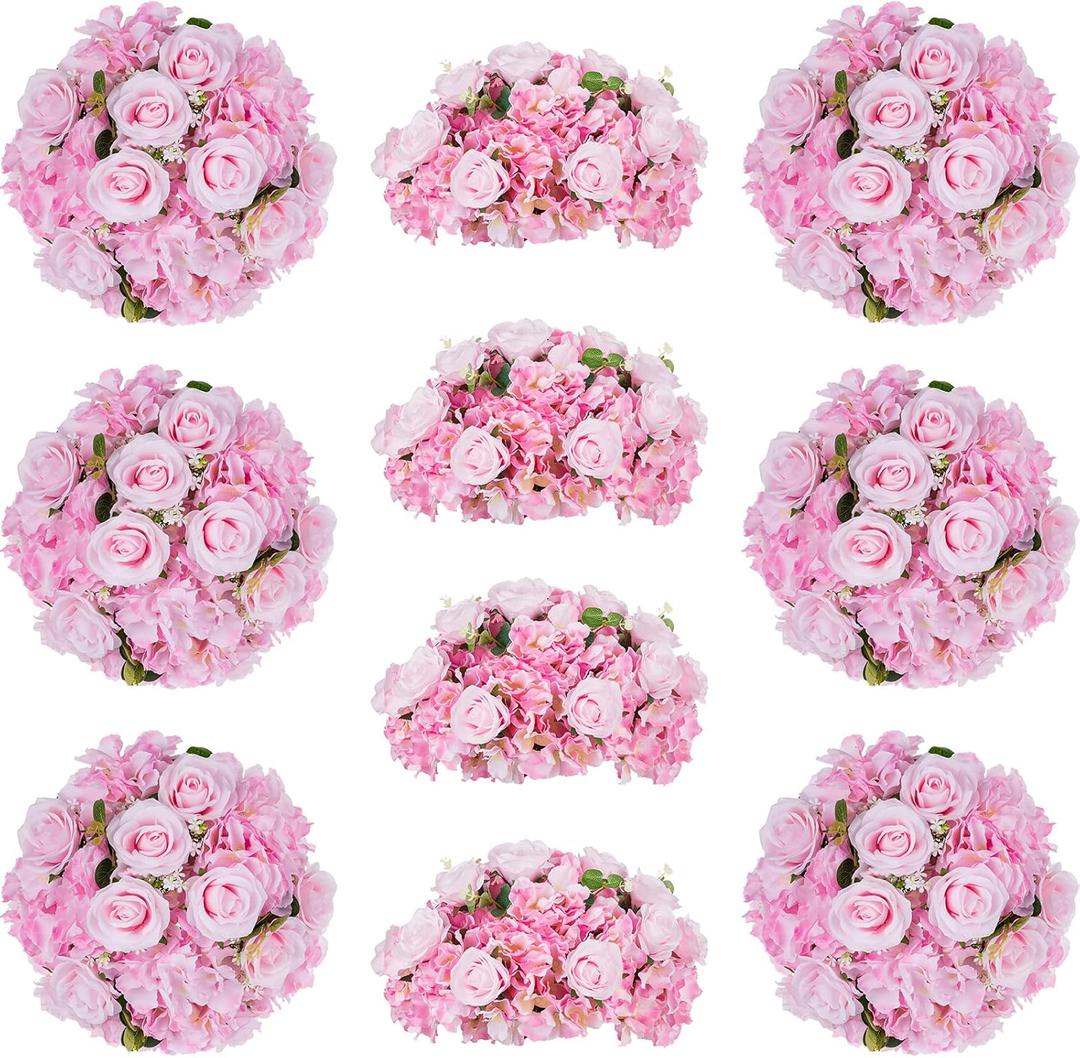 Pink Flowers Balls for Centerpieces: 10 PCS 11.8" Diam Flower Centerpieces for Tables in Wedding Reception Decorations Arrangement for Party Celebration Planners