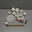 48PCS Solar System Model Foam Ball Kit Includes 10 Sizes Polystyrene Spheres Balls, Bamboo Sticks, Toothpick Flags, 8 Color Pigments, Brushes, Paint Tray Palette for School Science Projects