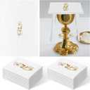 Fanfanwin 12 Pack of Embroidered Cotton and linen Purificator with Gold Cross Center Embroidered Purificators for Catholic Church Altar Cotton and linen Towel Catholic Communion Supplies, 12 x 18 Inch