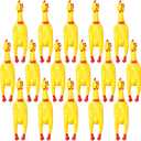 Sratte 16 Pack Screaming Chicken Toys Bulk Large Rubber Squeaking Chicken Toys for Pet Chew Gifts Prank Novelty Toy(12 Inch,Yellow)
