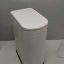 Slim Bathroom Trash Can with Soft Close Lid Stainless Steel Garbage Can Step Trash Bin with Removable Inner Bucket for Bedroom, Office, Kitchen (Matt White, 3.5 Gallons)