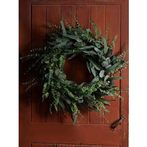 24 Inch Eucalyptus Wreath for Front Door, Large Size Artificial Greenery Willow Wreath, Spring Greenery Encalyptus Wreath for Front Door Wall Window Decor