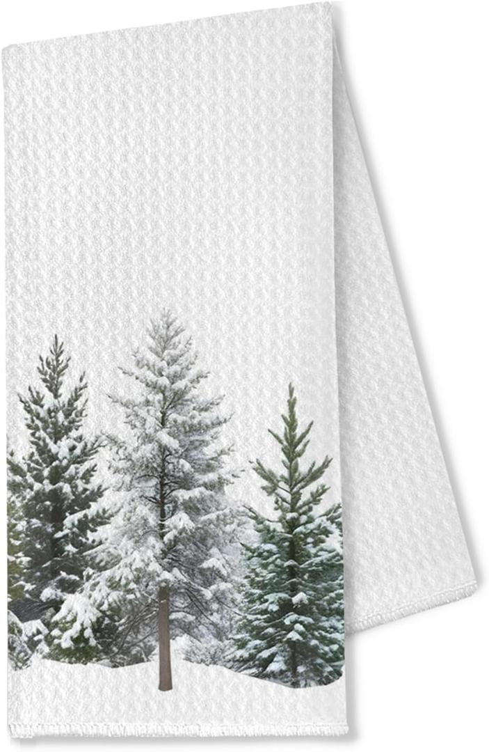 Christmas Tree Hand Towels for Bathroom, Kitchen Dish Towels, Winter Decor, 16x24 Inch
