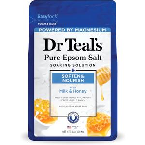 Dr. Teal's Epsom Salt Soaking Solution, Soften & Nourish with Milk and Honey, 48 Oz (48 Ounce (Pack of 1))