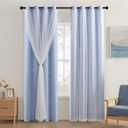 XiDi Blue Curtains for Bedroom, Girls Room Blackout Curtains, Kids Room Darkening Curtains, Light Blue Decor, 1 Panel Light Blue/34/84/1