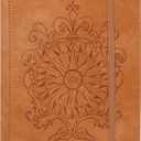 TIEFOSSI A5 Binder 6 Ring Notebook for Women Men, Hardcover PU Leather Journal, Compass Vintage Journal, College Ruled Notebooks for School, Planner, Travel, Work, Organizer (C-Light Brown)