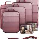 Veken 9/11 Set Compression Packing Cubes for Travel Essentials,Compressible Expandable Large Luggage Suitcase Organizer Bags for Clothing,Durable Space Saver Storage Bags with Toiletry Bags(Wine Red)