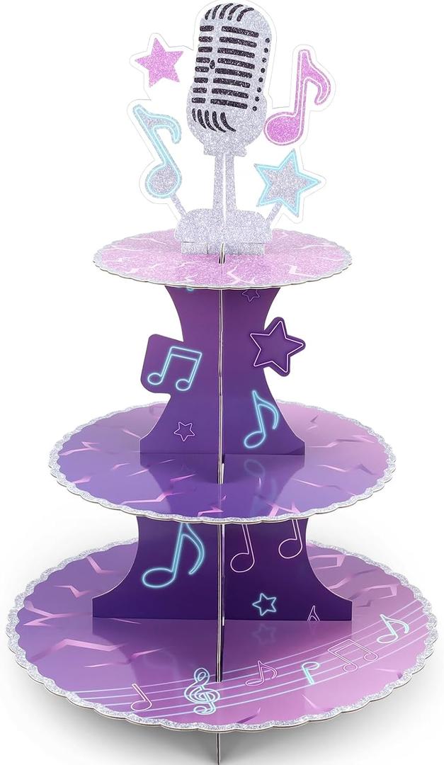 Kpop Cupcake Toppers Stand,Kpop Birthday Decorations, Kpop Cake Topper, Cupcake Holder and Serving Tray for Dessert Table,3 Tier Cupcake Stand for Birthday Party Decoration