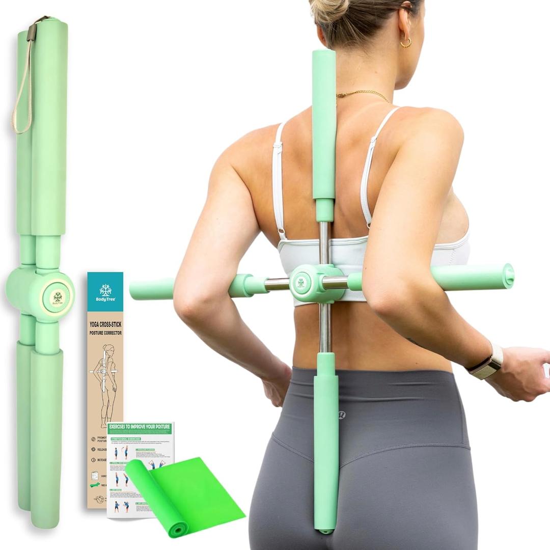 Posture Corrector - Yoga Cross Stick - Back Pain Relief for Men and Women - Stretcher and Straightener for Upper and Lower Back - Stretch Pole - Neck Hump Equipment - Sets bar