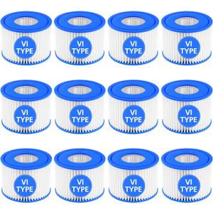12 Pack Type VI Hot Tub Filter Cartridge Compatible with Lay-Z-Spa, Coleman SaluSpa 90352E 58323 90427E