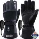 SAVIOR HEAT 3.0 Heated Ski Gloves for Men&Women,7.4V 3000mAh Anti-Freeze Battery, PD Fast Charging&Bluetooth APP Control,Waterproof Goat Leather,3M Thinsulate for Skiing Motorcycle (X-Large, BLACK)
