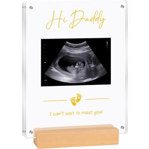 Blinking Stars Acrylic Ultrasound Picture Frame- Hi Daddy Cute Pregnancy Announcement Sign, Baby Reveal Ideas For Husband, Dad To Be Gifts- Nursery Decor Baby Sonogram Photo Frame