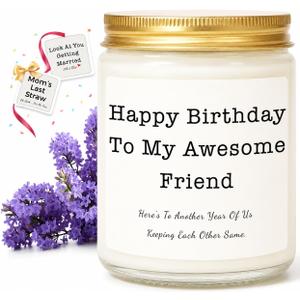 2 x Birthday Gifts for Women, Unique Friendship Birthday Gifts, Funny Candles Gift Ideas for Womens, Best Friend, Her, Sister, Bestie, Lavender Scented Candle with Replaceable Stickers, 450g