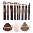 MAANGE 16PCS Makeup Brush Set Travel Makeup Brushes for Liquid Powder Contour Concealer Cream Cosmetics Blending Eyeshadow Eyeliner (Coffee)