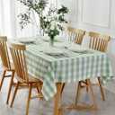 maxmill Checkered Rectangle Tablecloth Water Resistance Wrinkle Free Spillproof Heavy Weight Gingham Plaid Table Cloth for Buffet Banquet Parties Event Holiday Dinner, 60 x 84 Inch Mint and White (84" x 60" (Rectangular))