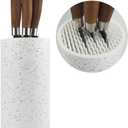 Universal Knife Block Holder, Toosbuc Round Knife Holder Without Knives,Safe & Detachable,Space Saver Knife Storage,Countertop Organizer for Kitchen (White Snowflake Dots)