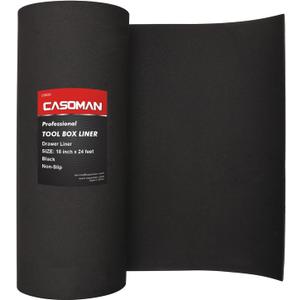 CASOMAN Professional Tool Box Liner, Drawer Liner, Shelf Liner, 18 inch(Wide) x 24 feet (Long), Non-Slip, Black, 7.1"W x 16.3"L