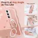[Magnetic Stand & Cute Wave Frame] Case for Samsung Galaxy S26 [Fit for MagSafe] MIL-Grade Drop Protection Non Yellowing Matte Translucent Back Phone Case Cover for Galaxy S26 Case 6.3", Pink