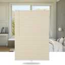 SEEYE Cordless Mini Blinds Aluminum Venetian Blind Horizontal Window Shades, 1" Slat Size - Rooming Darkening Blinds Anti-UV & Waterproof for Bedroom, Office, Easy to Install, 45" W x 48" H, Beige