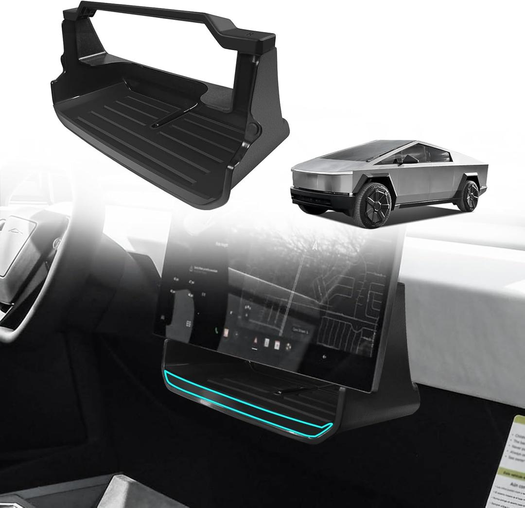 BestEvMod Upgraded Center Console Under LCD Screen Organizer Compatible with Tesla Cybertruck 2024 2025 Accessories Magnet Install No Tape Needed Pickup Lower LCD Storage Box (Upgraded V3)