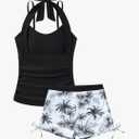 Girls Tankini Swimsuit 2 Piece Halterneck Bathing Suit for Teens Size 11-12Y