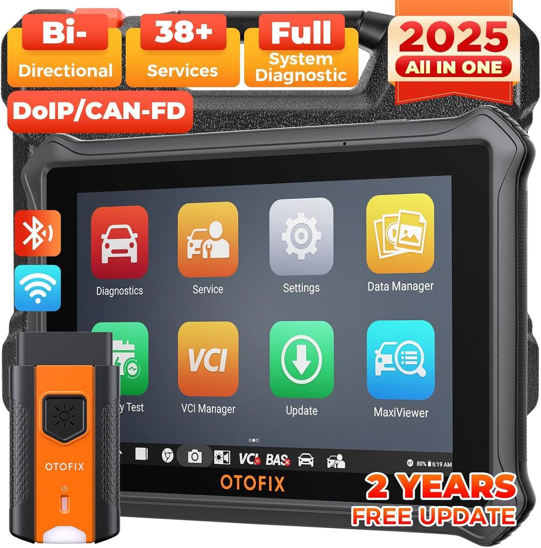 OTOFIX D1 Lite Bidirectional Scan Tool with 2-Year Updates, 2025 Newest All System Automotive Diagnostic Scanner, 38+ Reset Services, FCA AutoAuth, Active Test, CANFD&DOIP, Auto VIN