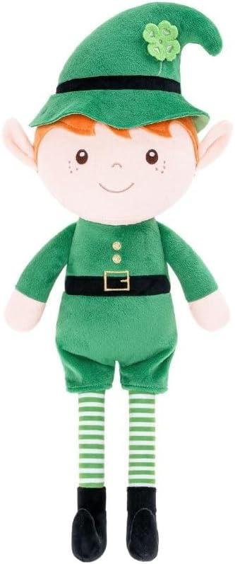 Gloveleya Plush Dolls Saint Patrick's Day Gifts Soft Blessings Doll Shamrock Wishes Plush Elf Baby Gifts for Boy 16" Green