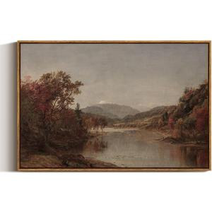 ARPEOTCY Vintage Framed Canvas Wall Art, 20x30 inch, Fall Large Landscape Wall Decor for Living Room, Rustic Painting for Bedroom, Framed Art Prints, for Office (30L" x 20W", River Mountain)
