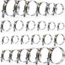 24 Pack 12 Sizes T-Bolt Hose Clamps, Stainless Steel_304 Working Range 28mm-116mm for 0.75"-4" Hose ID, Turbo Intake Intercooler Clamp for Automotive
