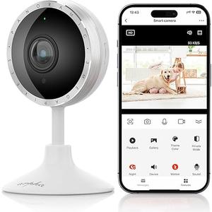 ARPHA 2K Indoor Security Camera, WiFi Pet Camera for Home Security with PIR Human Detection, Sound Detection, Night Version Two-Way Talk, Support TF Card & Cloud Storage
