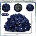 Hydrangea Flower Balls for Centerpieces - 12 PCS Artificial Floral Arrangement with Base, 8.27 Inch Diameter Fake Silk Kissing Ball for Wedding Table Home Party Decor - Navy Blue
