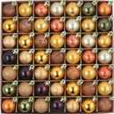 DecorbyHannah Mini Fall Ornaments Decorations for Tree, 49ct 1.18inch Autumn Thanksgiving Tree Ornament Set, Small Gold Orange Shatterproof Hanging Harvest Ball Ornament for Home Indoor Table Decor