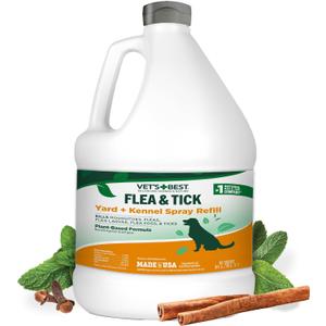 Vets Best Flea and Tick Yard and Kennel Spray Natural Yard Treatment for Fleas, Ticks and Mosquitoes Plant and Pet Safe Outdoor Spray with Certified Natural Oils Made in USA 96 oz Refill