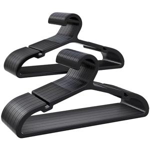 ABHENG Plastic Kids Hangers, Pack of 60, Ultra Slim Closet Hangers, Non-Slip, Space-Saving, Sturdy, 14" W x 7" H (for Children Aged 7-12 Years), Black, UAPY0760B