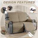 TAOCOCO 100% Waterproof Recliner Covers, Recliner Sofa Covers with Leg Straps, Reversible Recliner Couch Cover for Reclining Chair, Washable Couch Protector for Pets Kids(2 Seater, Khaki)