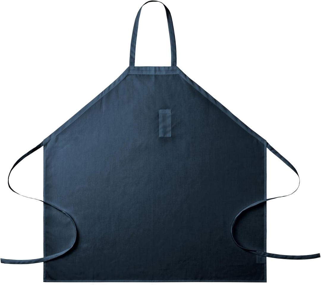 Bib Apron with Fixed Neck Strap and Utility Pocket  Full-Coverage Chef Apron for Kitchen, Restaurant & Caf (Navy Blue)