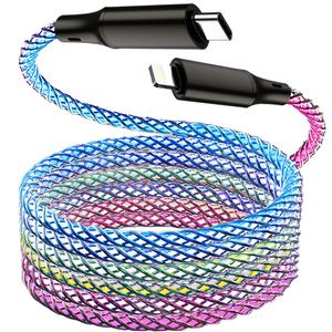 LED iPhone Fast Charger, 5ft RGB Colorful Gradual Light Up MFi Type C to Lightning Charger Cable USB C iPhone Charging Sync Cord for iPhone 14 13 12 11 Pro Max XR XS X 8 7 6 Plus More, Brown