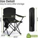 Folding Camping Chair with Cup Holder & Side Storage Bag 300lbs Capacity Lightweight High Back Portable for Beach, Picnic, Sport, Black