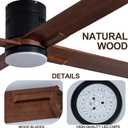 Coolwind 52 Inch Walnut Solid Wood Flush Mount Ceiling Fan with Light, Medium