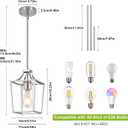 Brushed Nickel Lantern Pendant Light Fixture Pendant Lights for Kitchen Island with Clear Glass Shade, Adjustable Height Rods Pendant Lighting for Dining Room Kitchen Foyer Hallway, 6.69 inch
