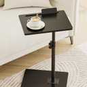 Masupu Sofa Arm Tray Table - 360 Swivel Height Adjustable End Table, Small Snack Side Table for Couch, C Shaped Table for Bed, Chair or TV Tray Table(Black)