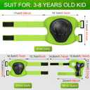 Kids Protective Gear Set Wemfg Knee Pads for Kids 3-8 Years Toddler Knee and Elbow Pads with Wrist Guards 3 in 1 for Skating Cycling Bike Rollerblading Scooter(Green)