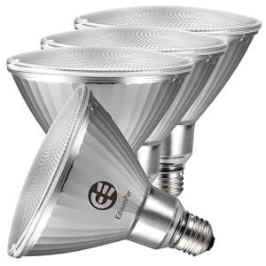 EdisonPar Full-Glass PAR38 LED Flood Light Bulbs Outdoor/ Indoor Equivalent 300 Watt, 4000 Lumens Ultra Bright, Non-Dimmable Waterproof 5000K Daylight, 4-Pack