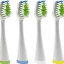 Replacement Toothbrush Heads for Waterpik Complete Care 5.0 (WP-861, WP-871, WP-876, WP-881, WP-890) and Complete Care 9.0 (CC-01CD012-1),White,4 Pack,with Caps