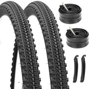 Hycline Gravel Bike Tires Set: 2-Pack 700x38C/40C/42C Folding High-Density Wear-Resistant All-Terrain Bicycle Tires with Butyl Rubber Tubes & Tire Levers for Gravel, Hybrid, MTB & Road Bikes