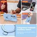 Liquid Silicone Case for Samsung Galaxy S25 Ultra with Magnetic Stand, Mil-Grade Drop Shockproof, Full Camera Protection Anti-Scratch Microfiber Lining Silicone Phone case, Light Blue