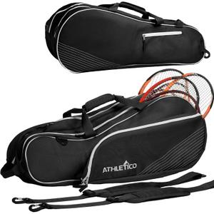 Athletico 6 Racquet Tennis Bag | Padded to Protect Rackets & Lightweight | Professional or Beginner Tennis Players | Unisex Design for Men, Women, Youth and Adults (Black), Large