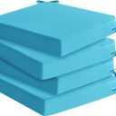 Outdoor Chair Cushions Set of 4: Waterproof & Color Fastness Seat Cushion for Patio Furniture - 22 x 22 x 3 Inch Chair Pads with Ties and Hidden Zipper - Patio Chair Cushion Replacement, Teal