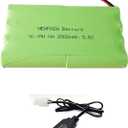 9.6V 2000mAH NiMH RC Car Flat 8-Cell AA Rechargeable Replacement Hobby Battery Pack and USB Charger Cable with Standard Tamiya Connector for RC Monster Truck, RC Battle Tank and Vehicles